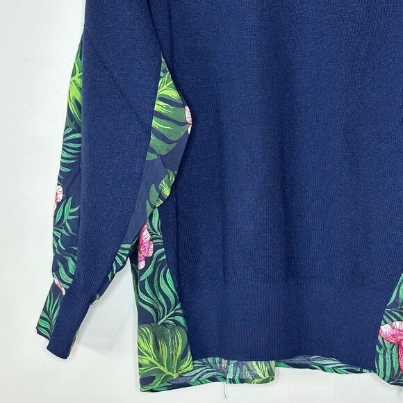 Sandrine Rose French Worker Floral Wool Blend Sweater Blue Women Medium NWT - Picture 4 of 11